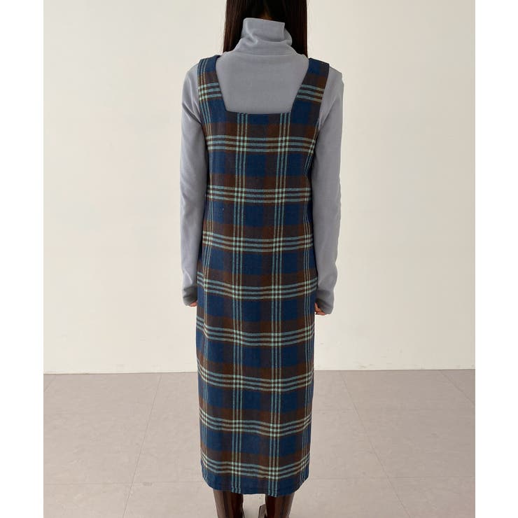 チェック柄スクエアネックビスチェワンピース | by muni:r | 詳細画像18 