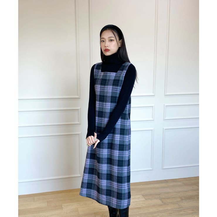 チェック柄スクエアネックビスチェワンピース | by muni:r | 詳細画像20 