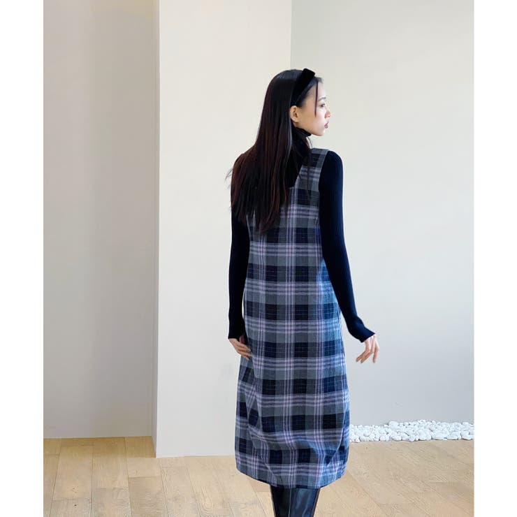 チェック柄スクエアネックビスチェワンピース | by muni:r | 詳細画像5 