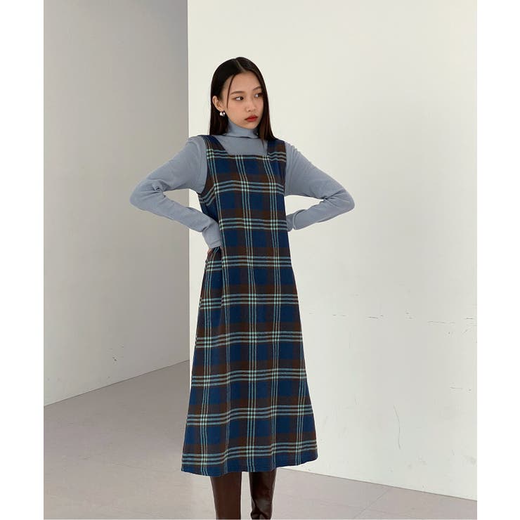 チェック柄スクエアネックビスチェワンピース | by muni:r | 詳細画像9 
