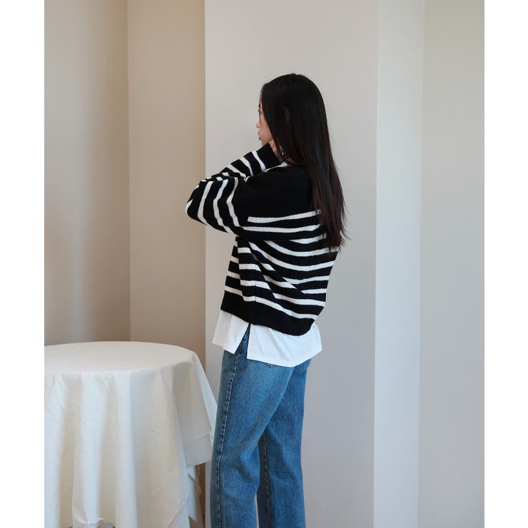 ウール混紡デイリーボーダーカーディガン | by muni:r | 詳細画像1 