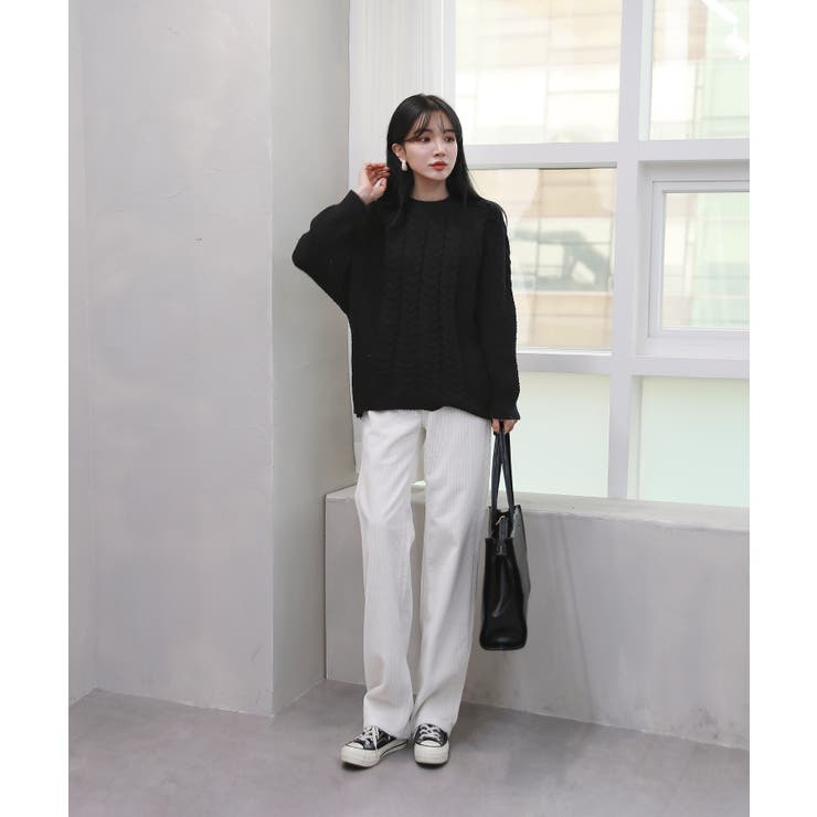 ルーズフィットワッフルラウンドネックニット | by muni:r | 詳細画像13 