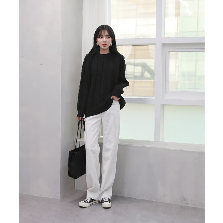 ルーズフィットワッフルラウンドネックニット | by muni:r | 詳細画像16 