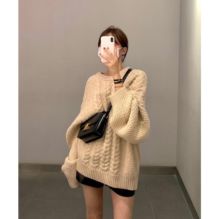 ルーズフィットワッフルラウンドネックニット | by muni:r | 詳細画像2 