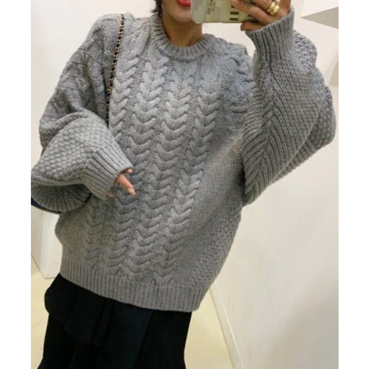 ルーズフィットワッフルラウンドネックニット | by muni:r | 詳細画像20 