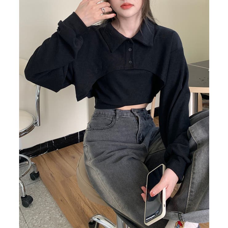 ユニークレイヤード長袖キャミソールSET | by muni:r | 詳細画像1 