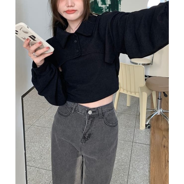 ユニークレイヤード長袖キャミソールSET | by muni:r | 詳細画像10 