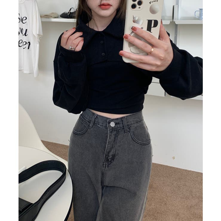 ユニークレイヤード長袖キャミソールSET | by muni:r | 詳細画像12 