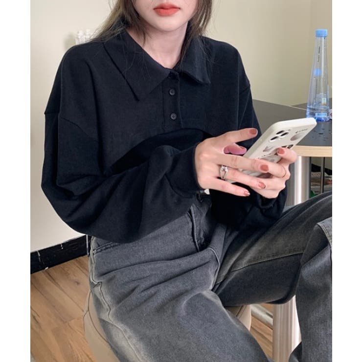 ユニークレイヤード長袖キャミソールSET | by muni:r | 詳細画像2 