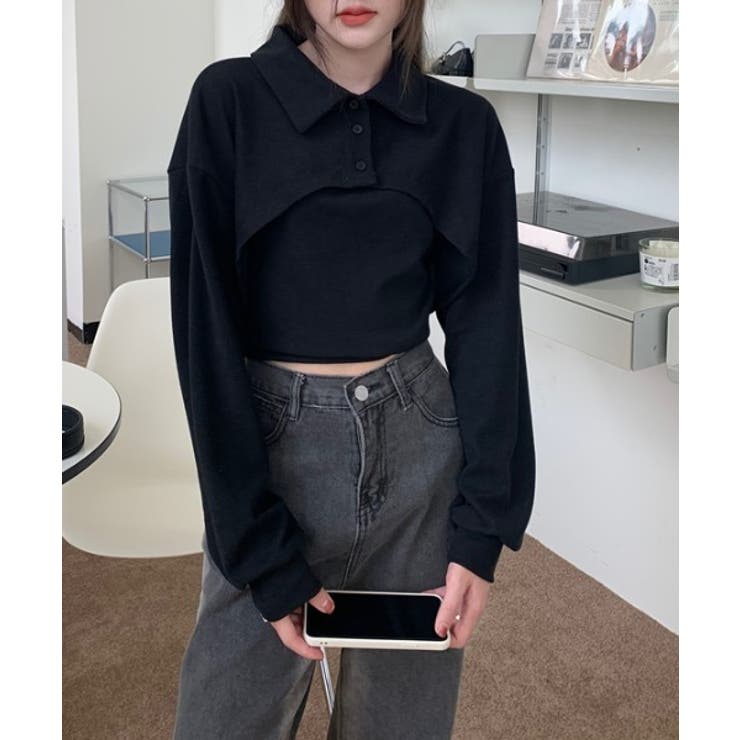 ユニークレイヤード長袖キャミソールSET | by muni:r | 詳細画像3 