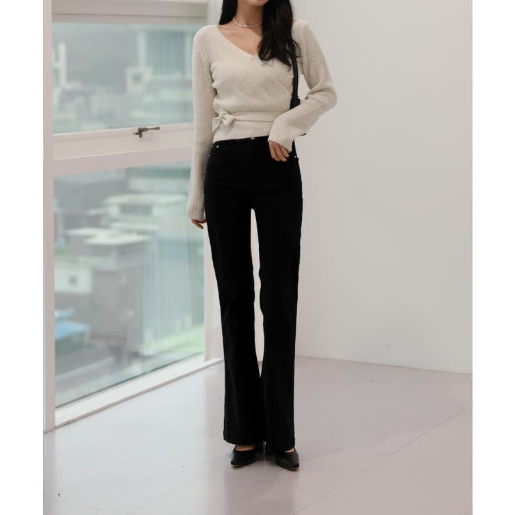 Vネックラップリブカーディガン | by muni:r | 詳細画像1 