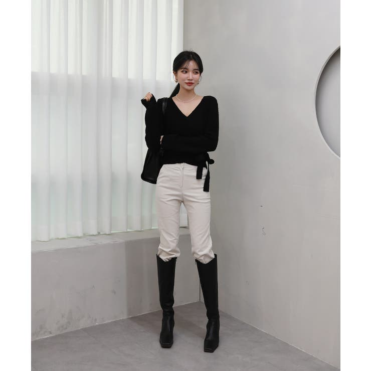 Vネックラップリブカーディガン | by muni:r | 詳細画像12 