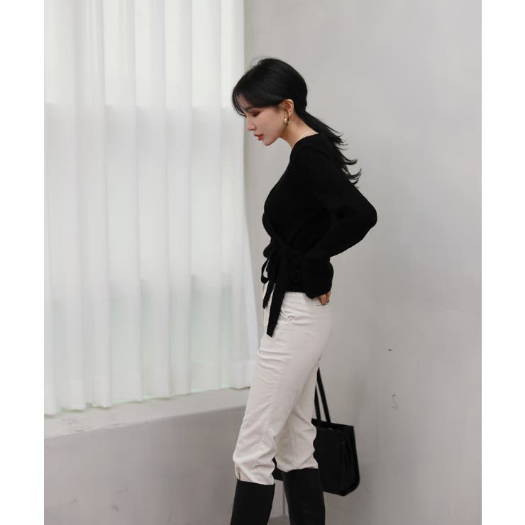 Vネックラップリブカーディガン | by muni:r | 詳細画像16 