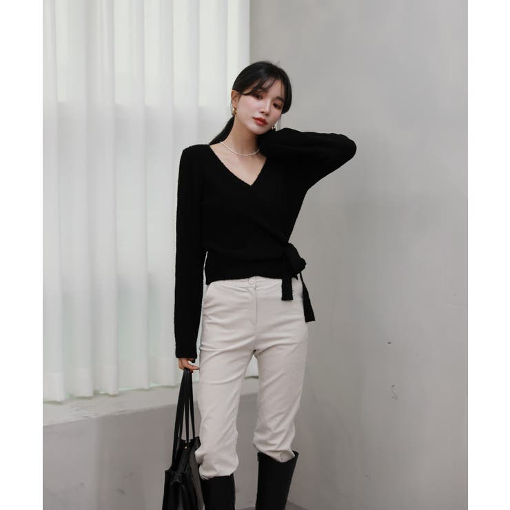 Vネックラップリブカーディガン | by muni:r | 詳細画像17 