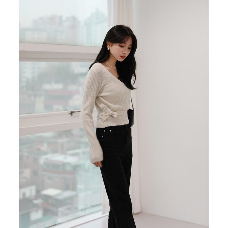 Vネックラップリブカーディガン | by muni:r | 詳細画像2 