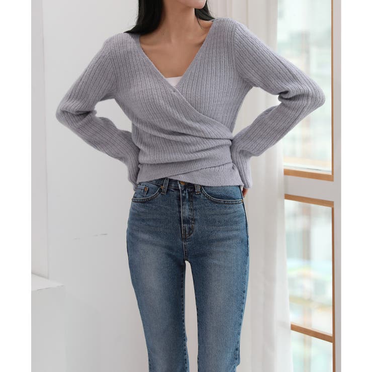 Vネックラップリブカーディガン | by muni:r | 詳細画像21 