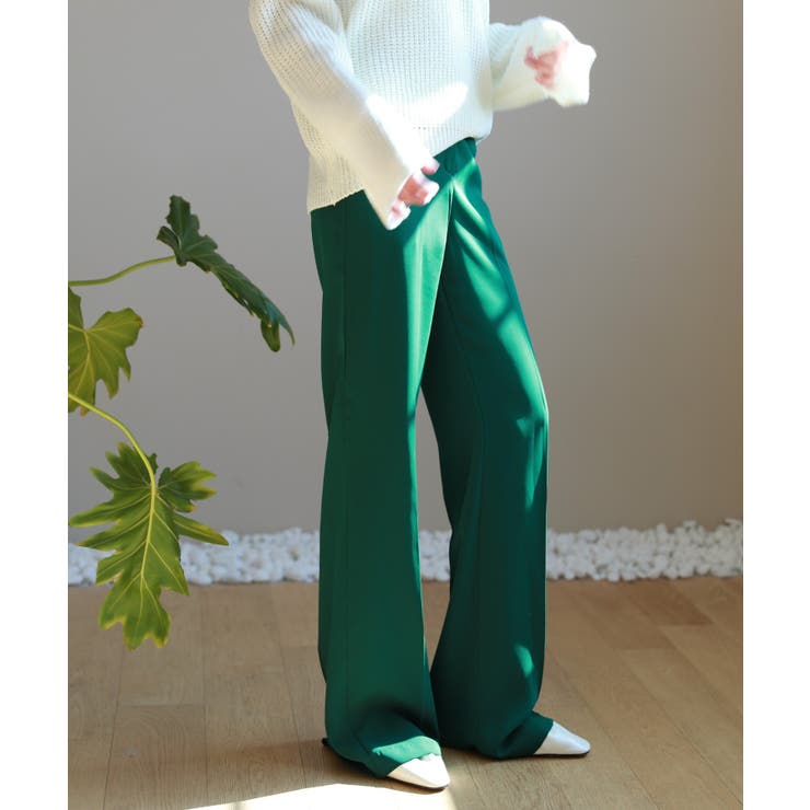 グリーン | 7COLORロングハイウエストスラックス | by muni:r