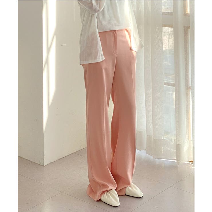 ピンク | 7COLORロングハイウエストスラックス | by muni:r