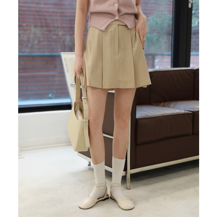 ベージュ | トレンドローライズプリーツスカート | by muni:r