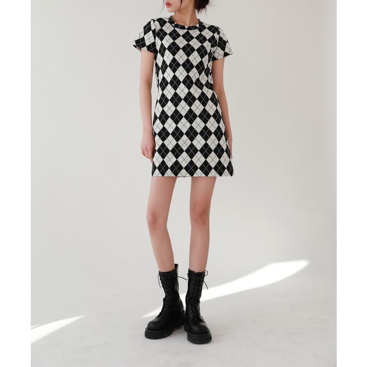フランス発 Sandro 上品チェック 半袖 プリーツ ミニ ワンピース SANDRO ツイード ミニワンピース デニムトリム | THE OUTNET