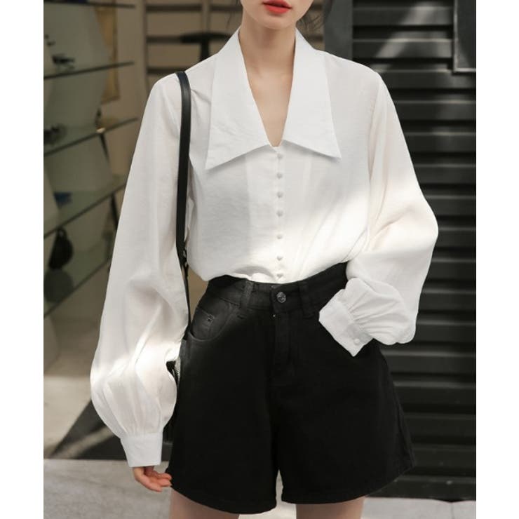 ホワイト | プレーンカラーブラウス | by muni:r