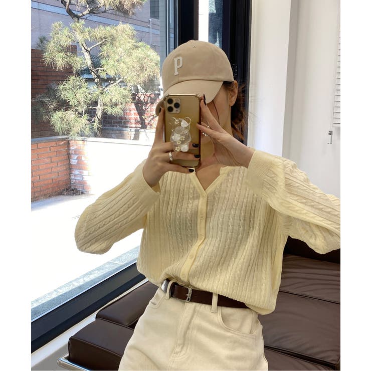 カラーミニケーブルニットカーディガン | by muni:r | 詳細画像12 