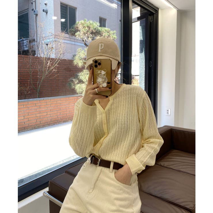 カラーミニケーブルニットカーディガン | by muni:r | 詳細画像15 