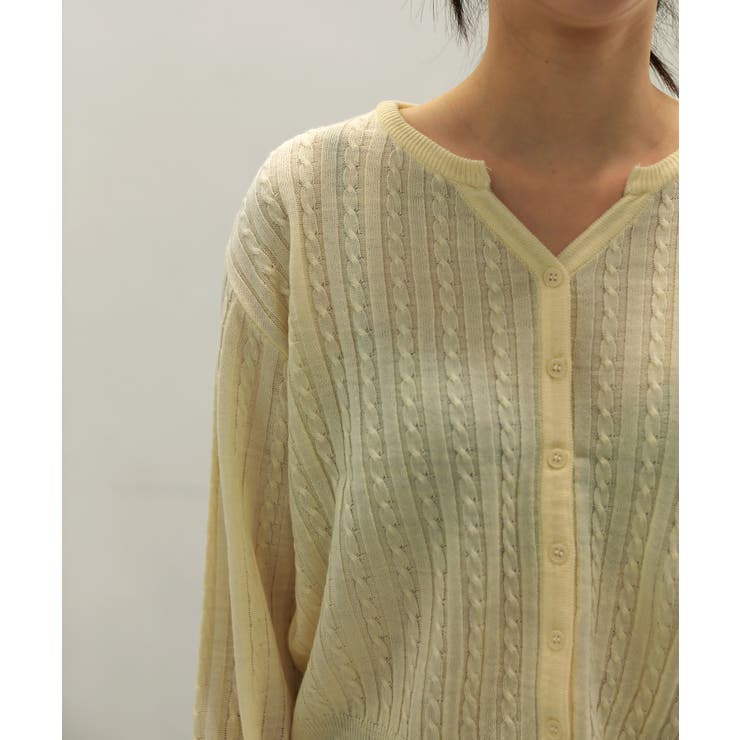 カラーミニケーブルニットカーディガン | by muni:r | 詳細画像17 