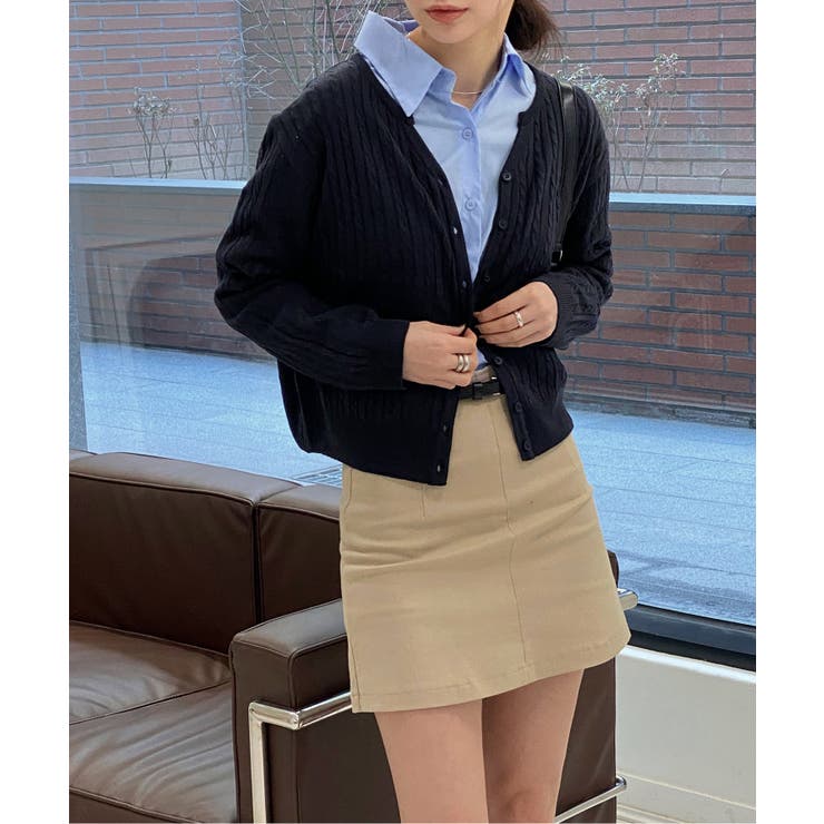 カラーミニケーブルニットカーディガン | by muni:r | 詳細画像24 