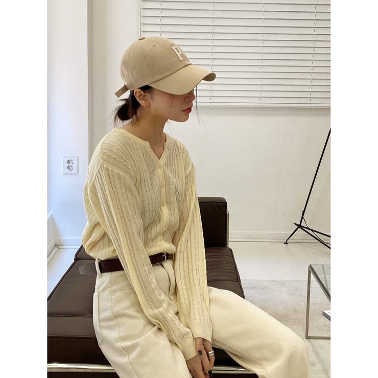 カラーミニケーブルニットカーディガン | by muni:r | 詳細画像4 