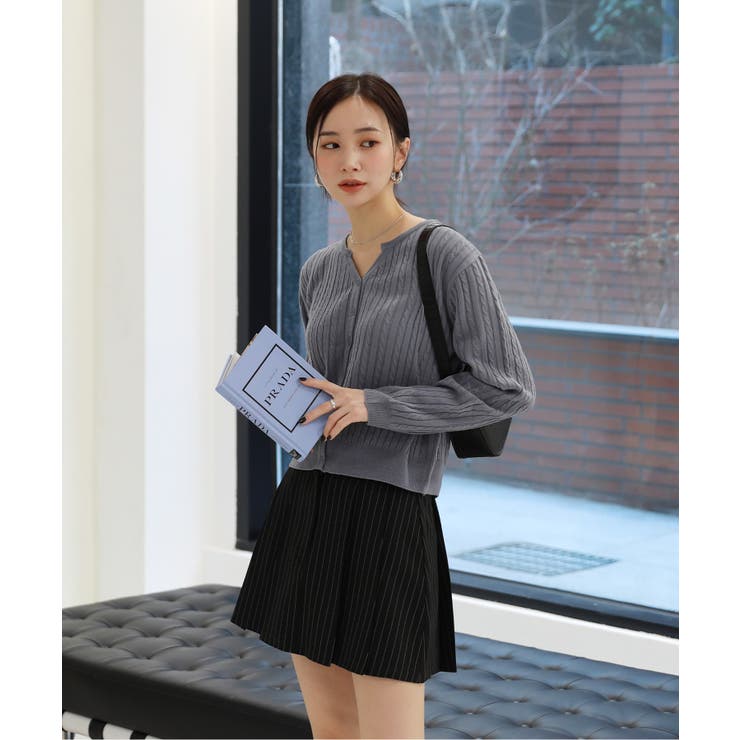 カラーミニケーブルニットカーディガン | by muni:r | 詳細画像46 