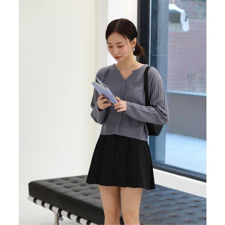 カラーミニケーブルニットカーディガン | by muni:r | 詳細画像48 