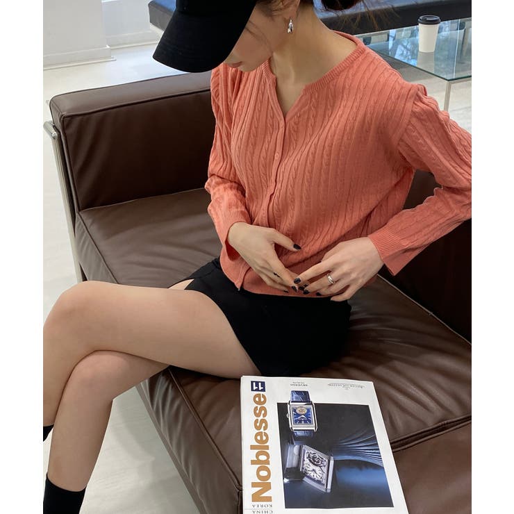 カラーミニケーブルニットカーディガン | by muni:r | 詳細画像62 