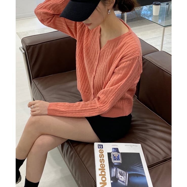 カラーミニケーブルニットカーディガン | by muni:r | 詳細画像63 