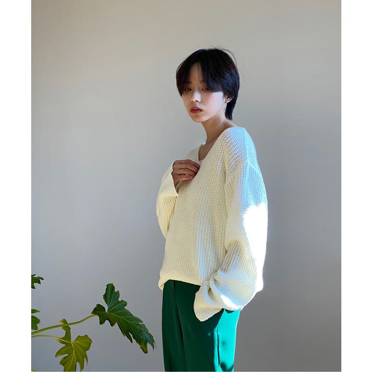 ルーズフィットデイリーVネックニット | by muni:r | 詳細画像13 