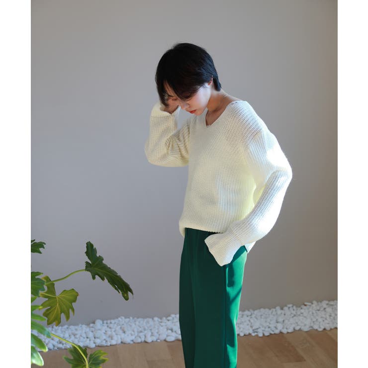 ルーズフィットデイリーVネックニット | by muni:r | 詳細画像16 