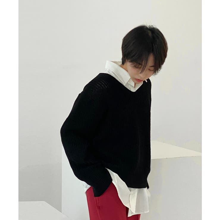 ルーズフィットデイリーVネックニット | by muni:r | 詳細画像33 