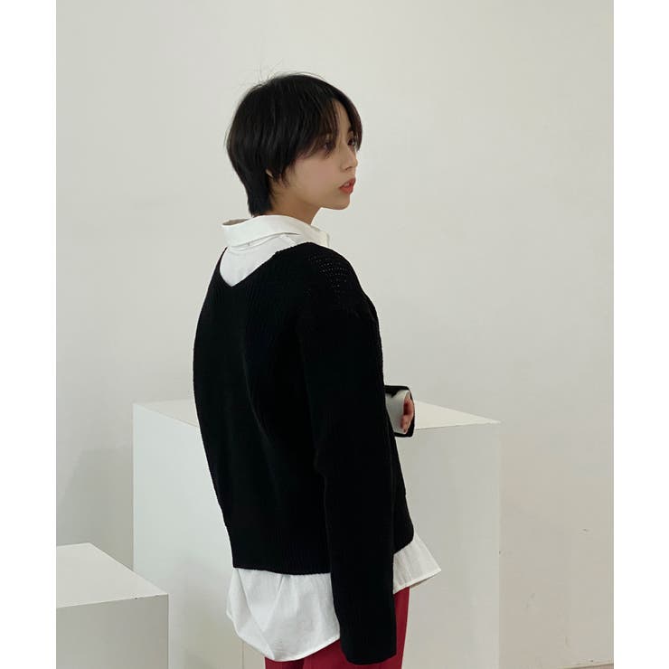 ルーズフィットデイリーVネックニット | by muni:r | 詳細画像38 