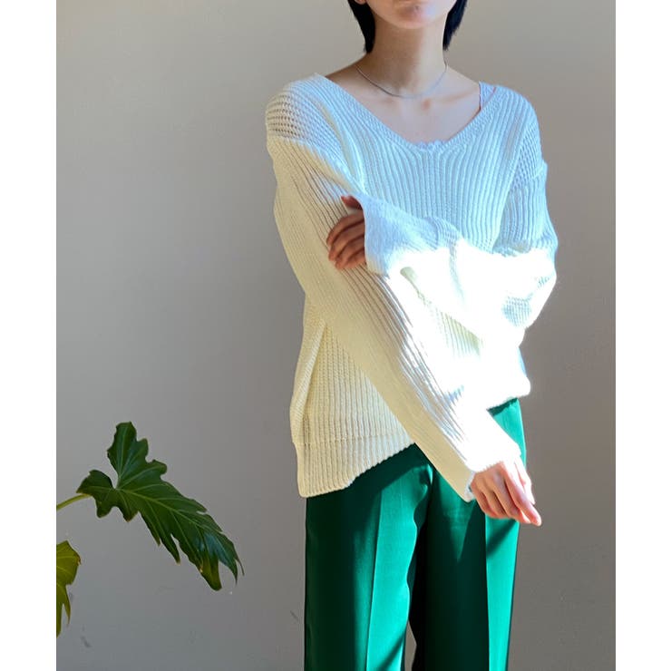 ルーズフィットデイリーVネックニット | by muni:r | 詳細画像4 