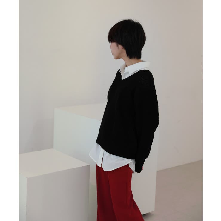 ルーズフィットデイリーVネックニット | by muni:r | 詳細画像43 