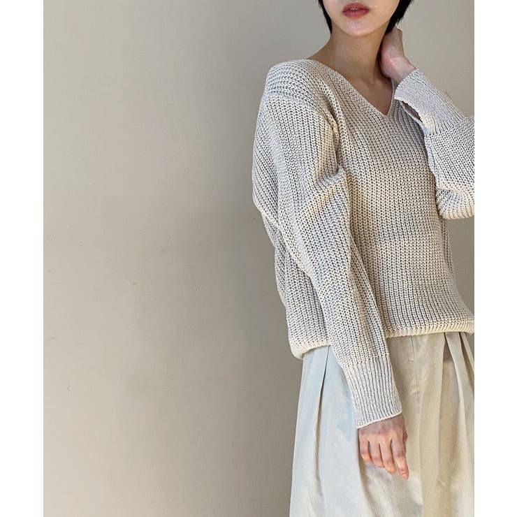ルーズフィットデイリーVネックニット | by muni:r | 詳細画像46 