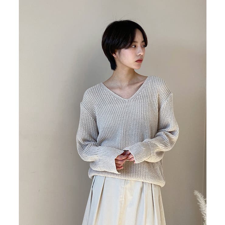 ルーズフィットデイリーVネックニット | by muni:r | 詳細画像51 