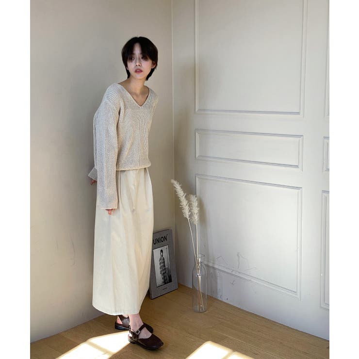 ルーズフィットデイリーVネックニット | by muni:r | 詳細画像52 