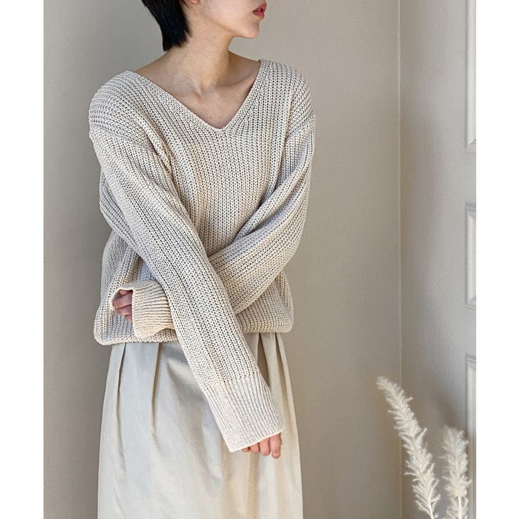 ルーズフィットデイリーVネックニット | by muni:r | 詳細画像53 