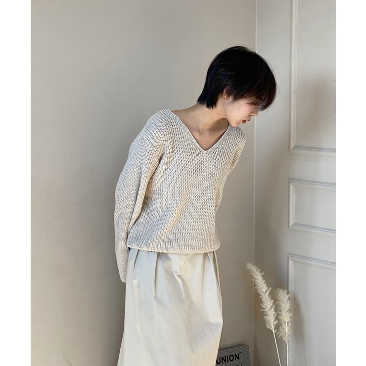 ルーズフィットデイリーVネックニット | by muni:r | 詳細画像55 