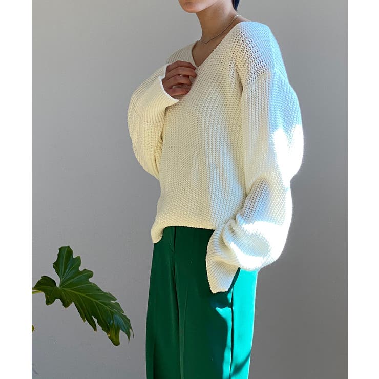 ルーズフィットデイリーVネックニット | by muni:r | 詳細画像6 