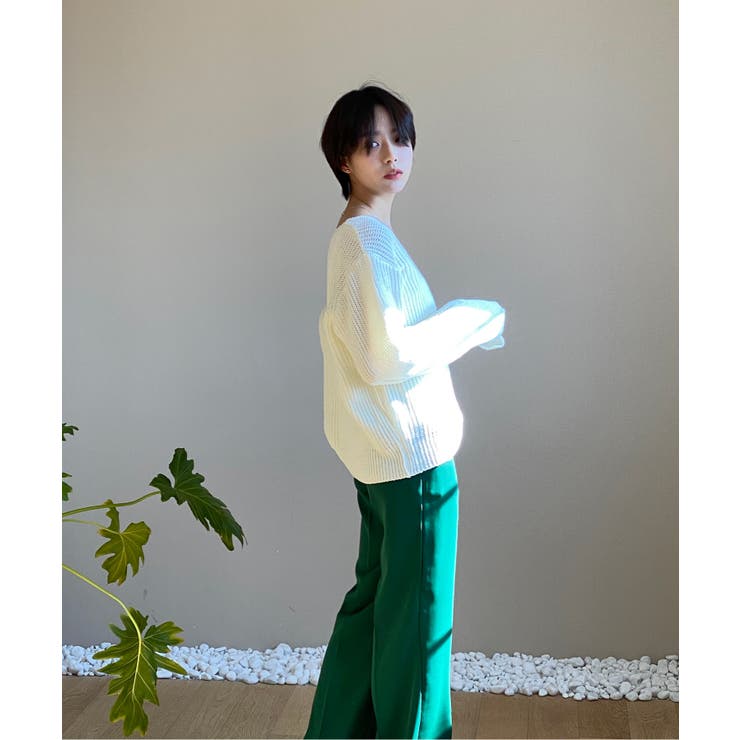 ルーズフィットデイリーVネックニット | by muni:r | 詳細画像63 