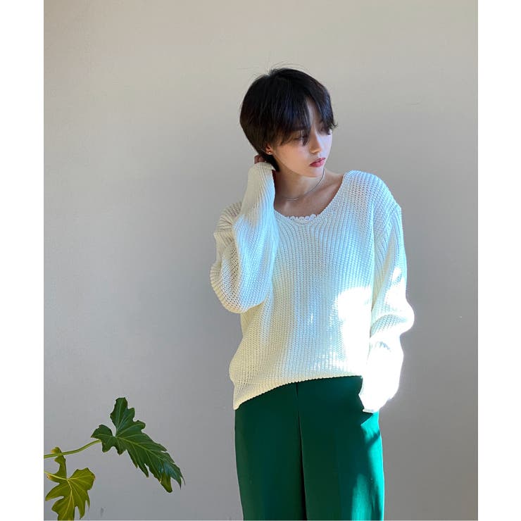 ルーズフィットデイリーVネックニット | by muni:r | 詳細画像8 