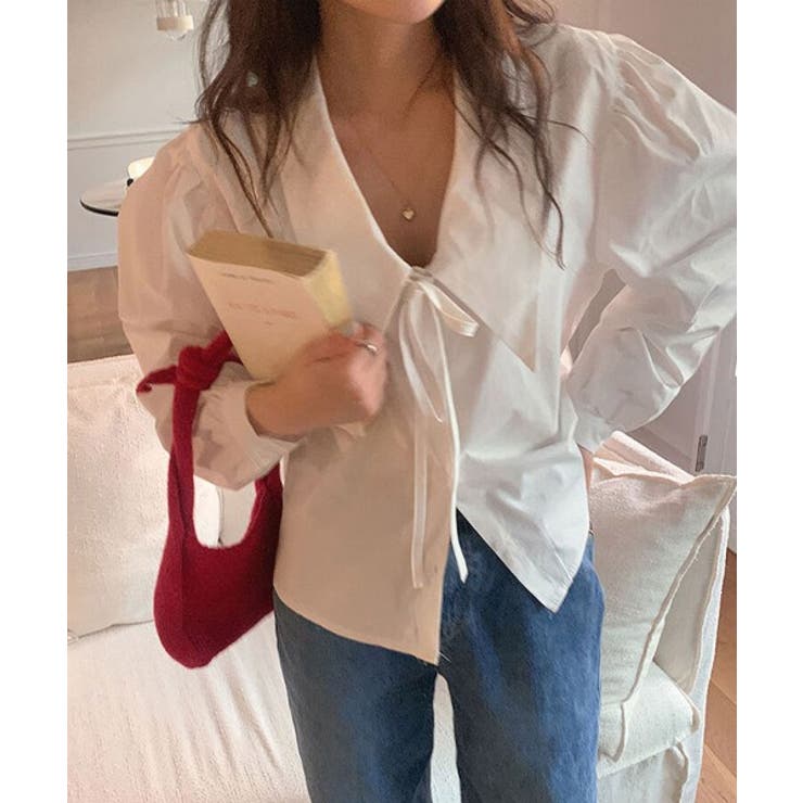 アイボリー | ビッグカラースプリングパフブラウス | by muni:r