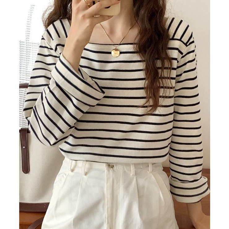 ベーシックスクエアボーダーTシャツ | by muni:r | 詳細画像2 